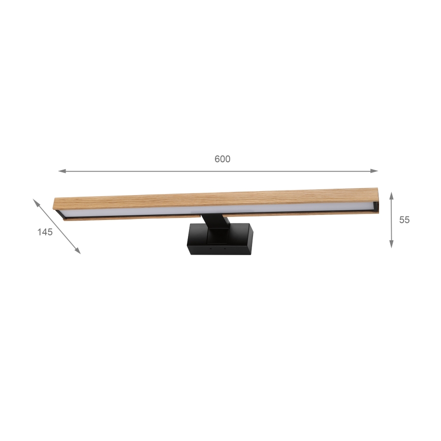 Brilagi - Éclairage LED pour miroir de salle de bains 3-en-1 WOODY MIRROR LED/12W/230V 60 cm IP44 noir/chêne