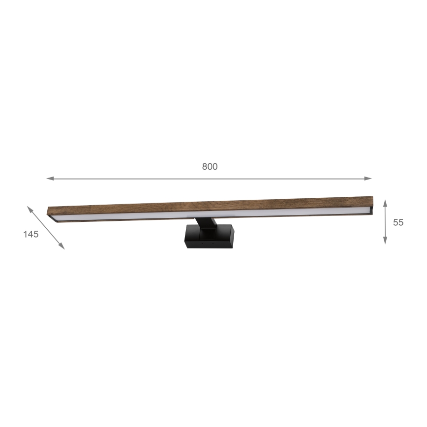 Brilagi - Éclairage miroir LED 3 en 1 WOODY MIRROR LED/15W/230V 80 cm IP44 noir/chêne-noix