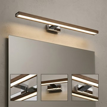 BRILAGI - Éclairage LED pour miroir de salle de bains WOODY MIRROR 3v1 LED/15W/230V 80 cm IP44 chrome brillant/chêne noyer