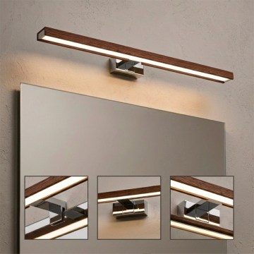 BRILAGI - Éclairage pour miroir de salle de bains 3 en 1 WOODY MIRROR LED/15W/230V 80 cm IP44 chrome brillant/chêne cerisier