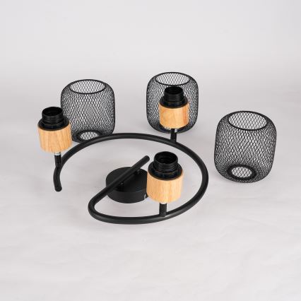 Brilagi - Faretto BASKLITE 3xE27/15W/230V in legno/nero