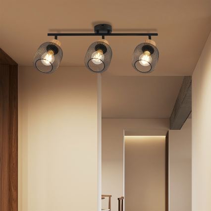 Brilagi - Faretto BASKLITE 3xE27/15W/230V legno/nero