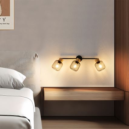 Brilagi - Faretto BASKLITE 3xE27/15W/230V legno/nero