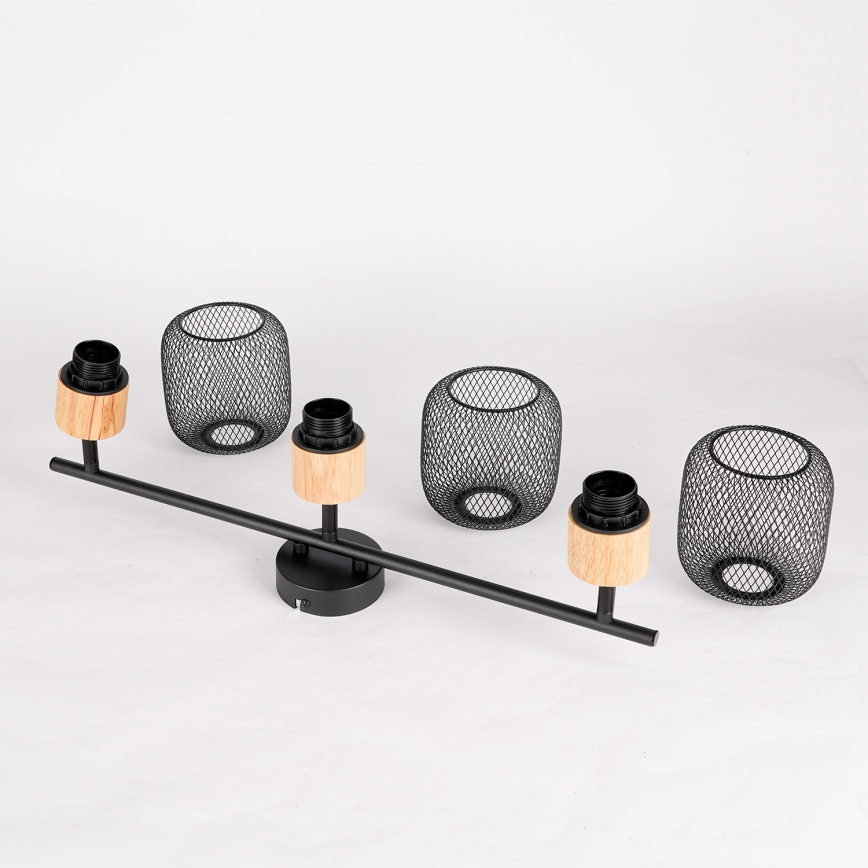 Brilagi - Faretto BASKLITE 3xE27/15W/230V legno/nero