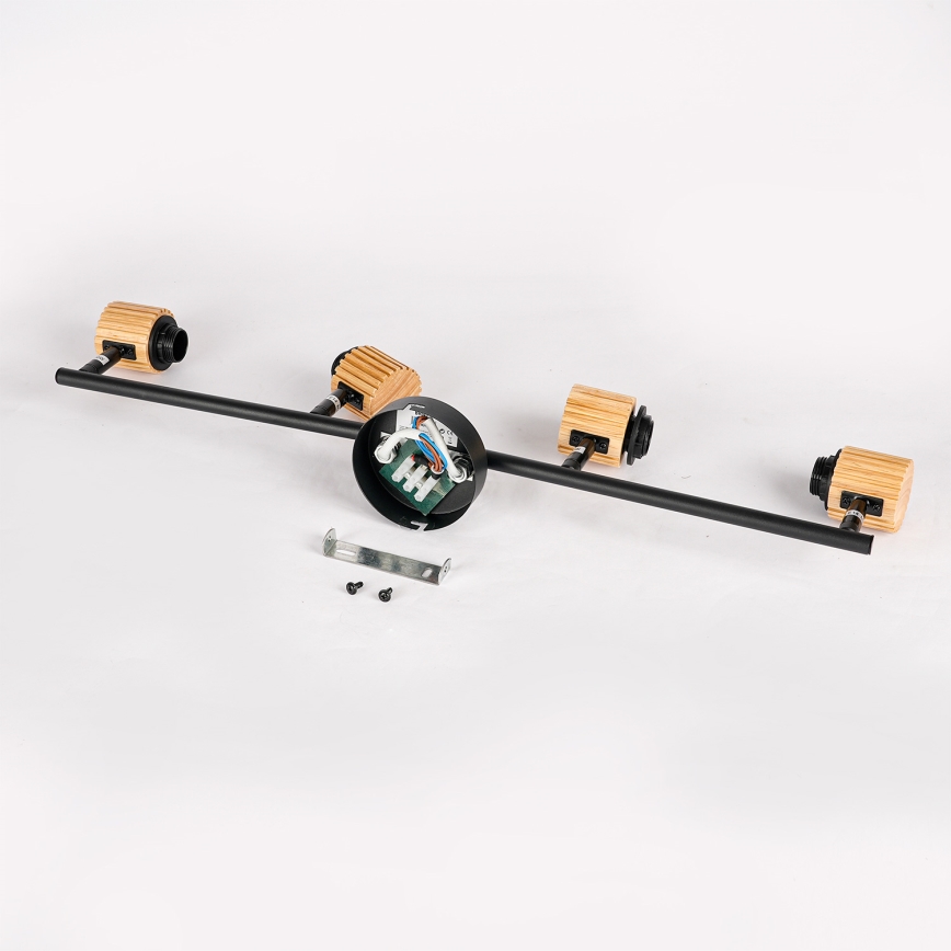 Brilagi - Faretto BASKLITE 4xE27/15W/230V legno di caucciù/nero