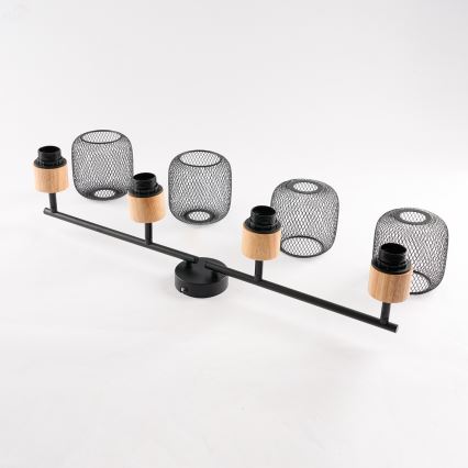 Brilagi - Faretto BASKLITE 4xE27/15W/230V legno di caucciù/nero