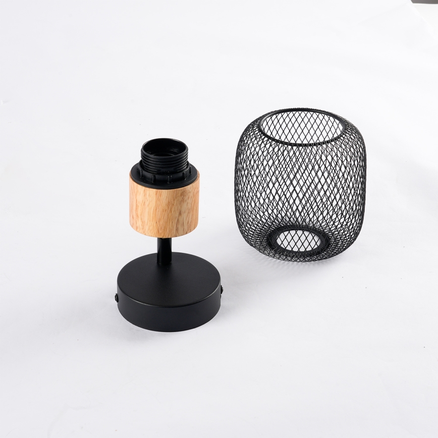 Brilagi - Faretto da parete BASKLITE 1xE27/15W/230V legno di hevea/nero