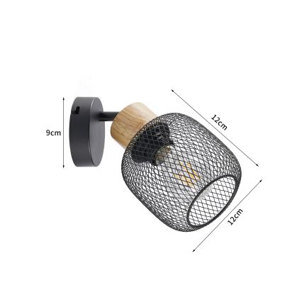 Brilagi - Faretto da parete BASKLITE 1xE27/15W/230V legno di hevea/nero