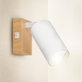 Brilagi - Faretto da parete con interruttore SELE 1xGU10/30W/230V bianco/effetto rovere