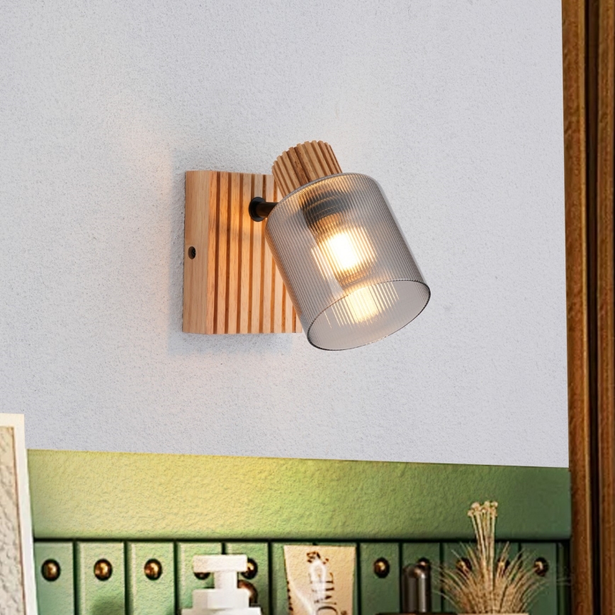 Brilagi - Faretto da parete HYGGE 1xE14/15W/230V legno di Hevea/fumé