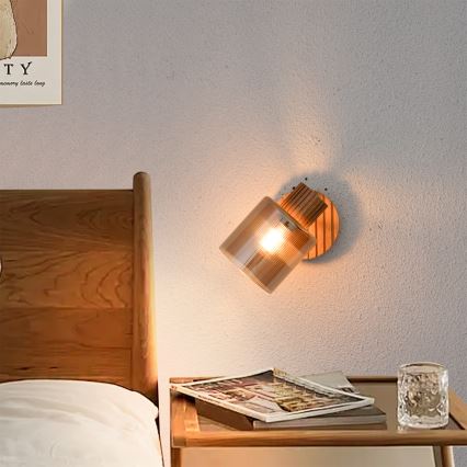 Brilagi - Faretto da parete HYGGE 1xE14/15W/230V legno/fumé