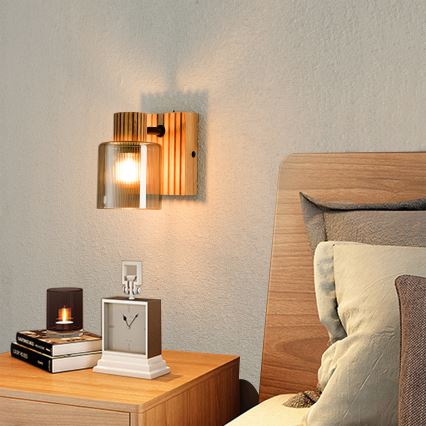 Brilagi - Faretto da parete HYGGE 1xE14/15W/230V legno/fumé