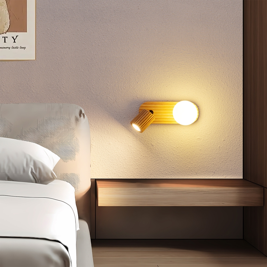 Brilagi - Applique da parete a spot MODERN WOOD 1xG9/5W/230V + 1xGU10/8W in legno di caucciù