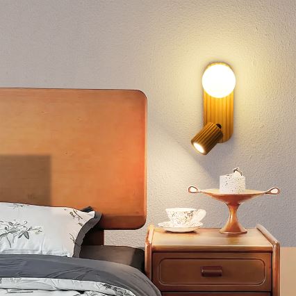 Brilagi - Applique da parete a spot MODERN WOOD 1xG9/5W/230V + 1xGU10/8W in legno di caucciù