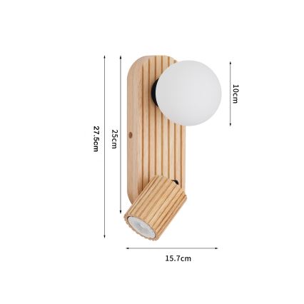 Brilagi - Applique da parete a spot MODERN WOOD 1xG9/5W/230V + 1xGU10/8W in legno di caucciù