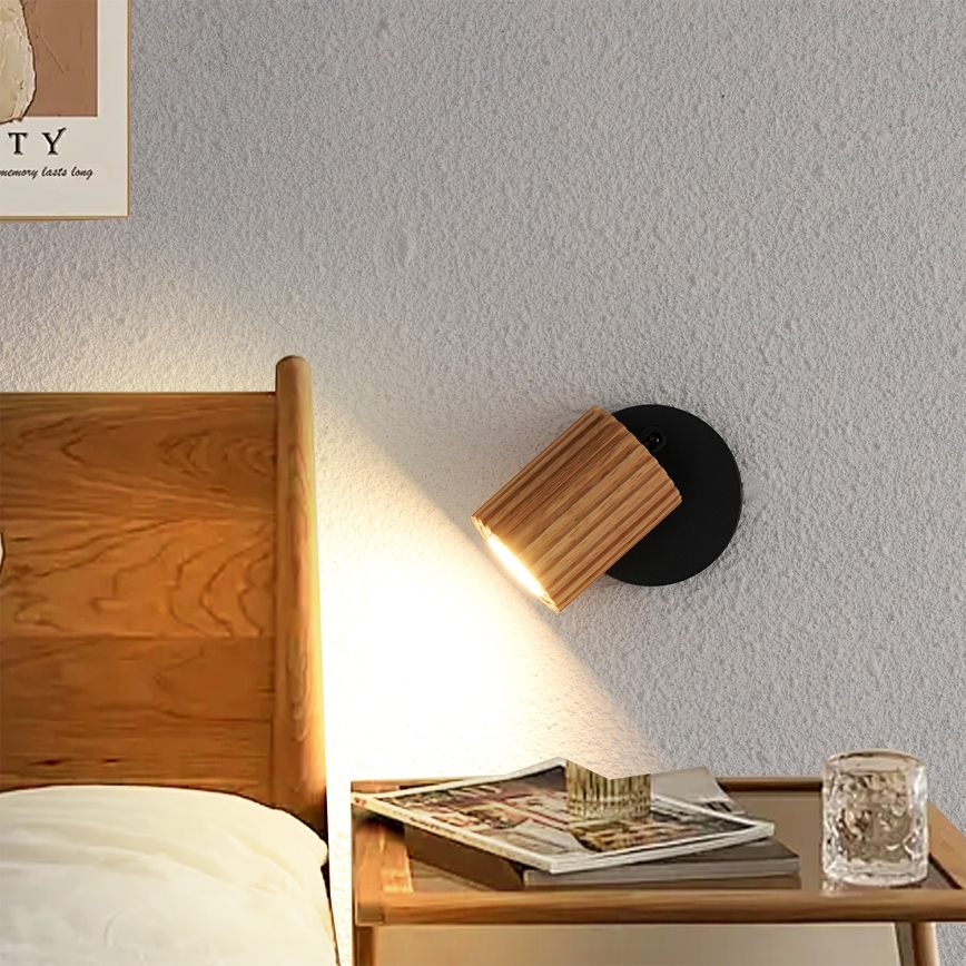 Brilagi - Faretto da parete MODERN WOOD 1xGU10/8W/230V in legno/nero