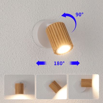 Brilagi - Faretto da parete MODERN WOOD 1xGU10/8W/230V legno/bianco