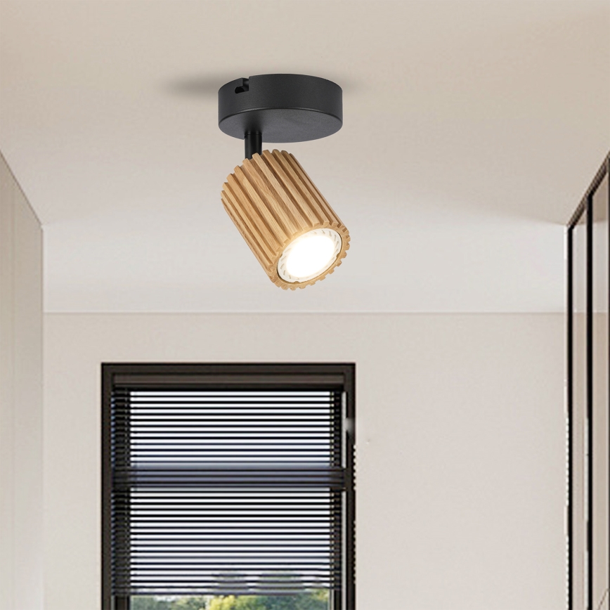 Brilagi - Faretto da parete MODERN WOOD 1xGU10/8W/230V legno di caucciù/nero
