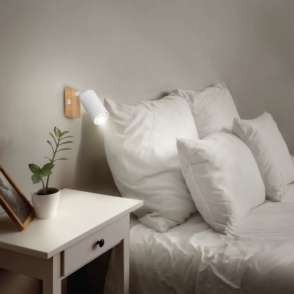 Brilagi - Faretto da parete orientabile SELE 1xGU10/30W/230V bianco/effetto rovere