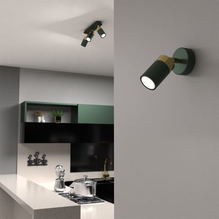 Brilagi - Faretto da parete POKER 1xGU10/25W/230V verde/oro