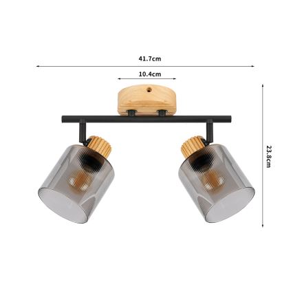 Brilagi - Faretto HYGGE 2xE14/15W/230V legno/fumé
