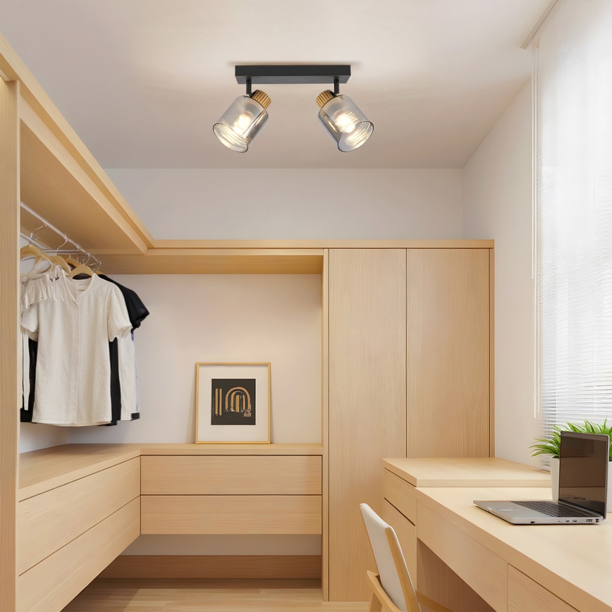 Brilagi - Faretto HYGGE 2xE14/15W/230V nero/fumé