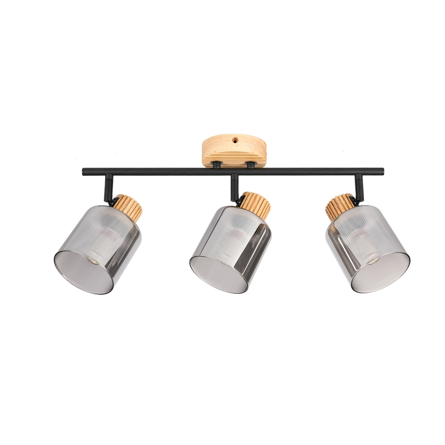 Brilagi - Faretto HYGGE 3xE14/15W/230V legno di caucciù/fumé