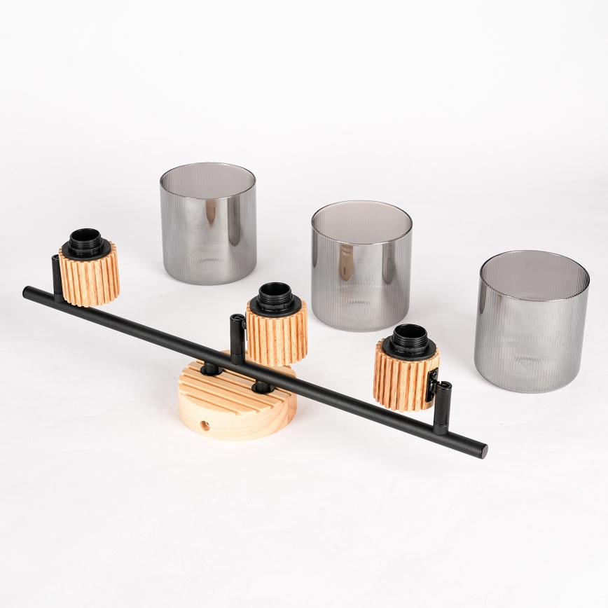 Brilagi - Faretto HYGGE 3xE14/15W/230V legno di caucciù/fumé