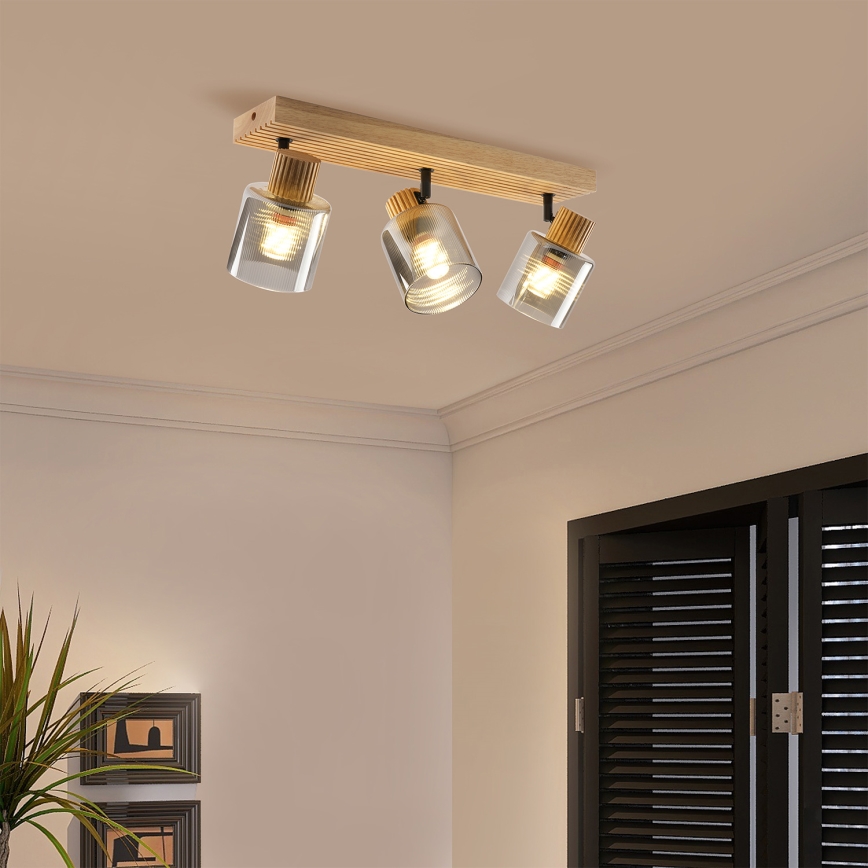 Brilagi - Faretto HYGGE 3xE14/15W/230V legno di caucciù/fumé