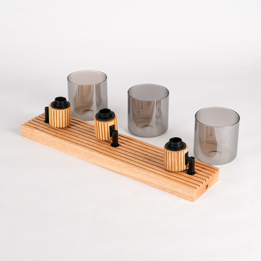 Brilagi - Faretto HYGGE 3xE14/15W/230V legno di caucciù/fumé