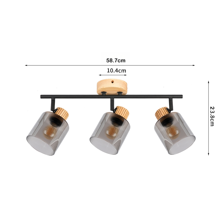 Brilagi - Faretto HYGGE 3xE14/15W/230V legno/fumé