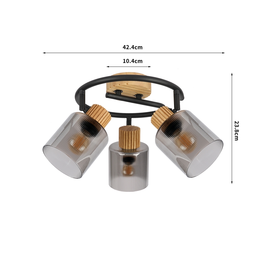 Brilagi - Faretto HYGGE 3xE14/15W/230V legno/fumé