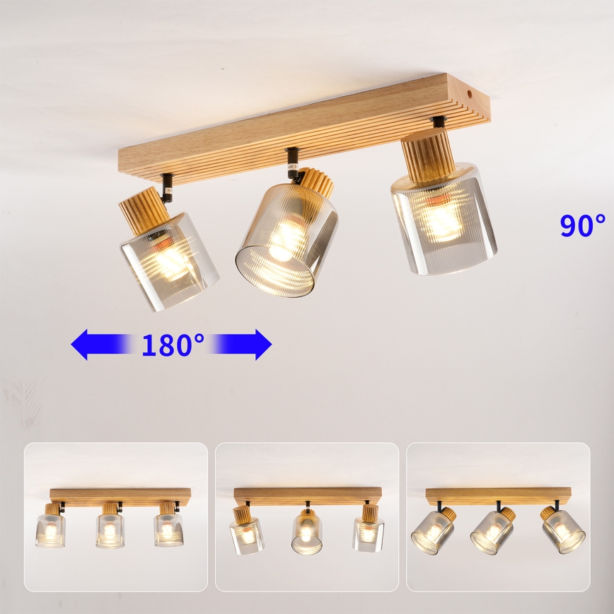 Brilagi - Faretto HYGGE 3xE14/15W/230V legno/fumé