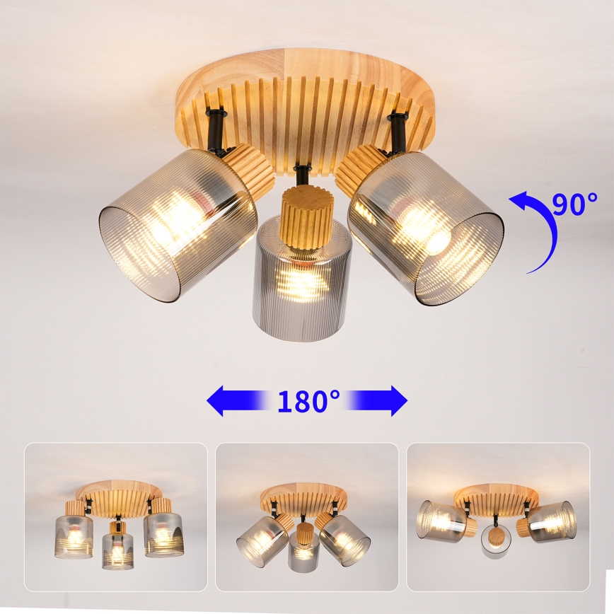 Brilagi - Faretto HYGGE 3xE14/15W/230V legno/fumé