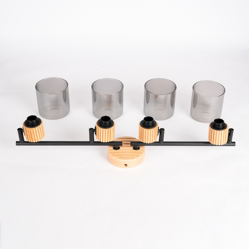 Brilagi - Faretto HYGGE 4xE14/15W/230V legno di caucciù/fumé