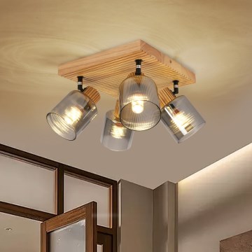 Brilagi - Faretto HYGGE 4xE14/15W/230V legno/fumé