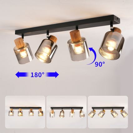 Brilagi - Faretto HYGGE 4xE14/15W/230V nero/vetro fumé
