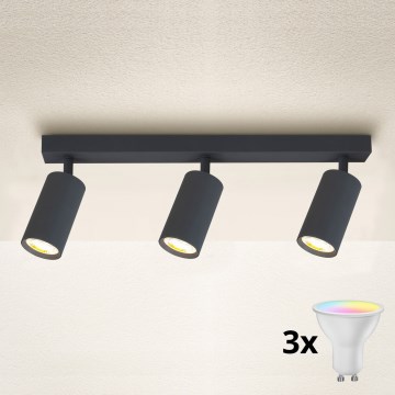 Brilagi - Faretto LED RGBW dimmerabile SELE 3xGU10/4,8W/230V 3000K antracite + telecomando