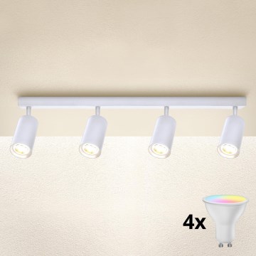 Brilagi - Faretto LED RGBW dimmerabile SELE 4xGU10/4,8W/230V 3000K bianco + telecomando