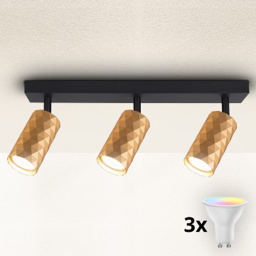 Brilagi - Faretto LED RGBW dimmerabile SELE DIAMANT 3xGU10/4,8W/230V 3000K dorato + telecomando