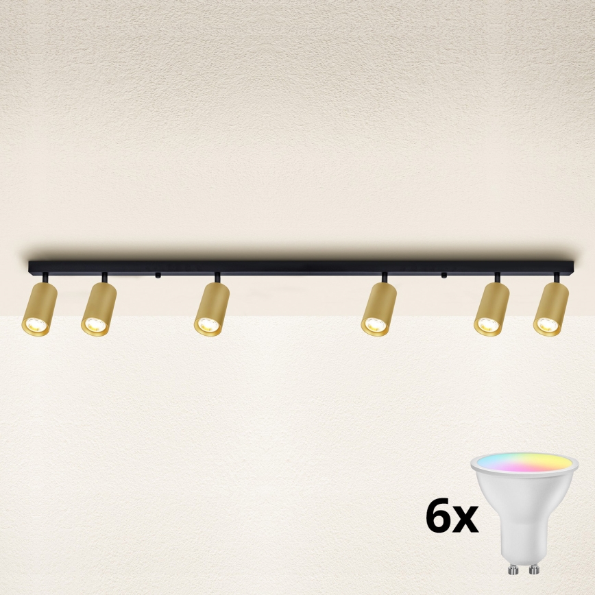 Brilagi - Faretto LED RGBW dimmerabile SELE GOLDEN 6xGU10/6,5W/230V 2700-6500K nero/oro