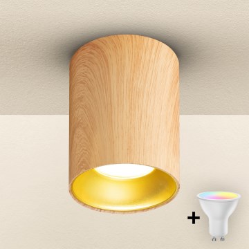 Brilagi - Faretto LED RGBW dimmerabile TRINE 1xGU10/30W/230V 2700–6500K Wi‑Fi, finitura rovere