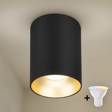Brilagi - Faretto LED RGBW dimmerabile TRINE 1xGU10/6W/230V 3000K nero/oro + telecomando