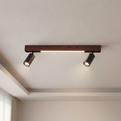BRILAGI - Faretto LED SELE 2xGU10/30W/230V + LED/15W nero/decor ciliegio