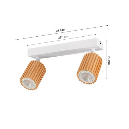 Brilagi - Faretto MODERN WOOD 2xGU10/8W/230V legno/bianco