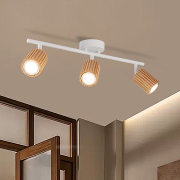Brilagi - Faretto MODERN WOOD 3xGU10/8W/230V legno/bianco