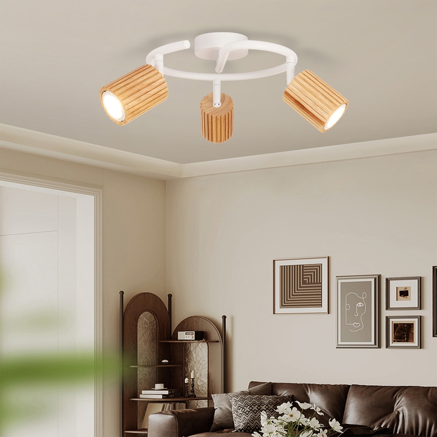 Brilagi - Faretto MODERN WOOD 3xGU10/8W/230V legno/bianco