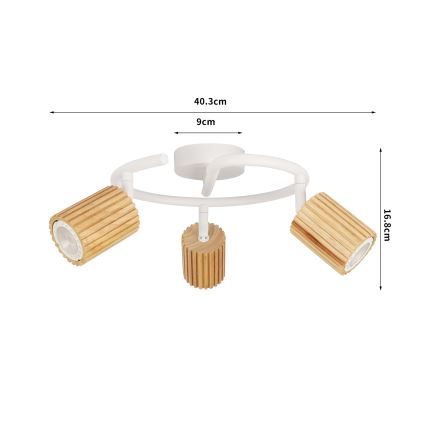 Brilagi - Faretto MODERN WOOD 3xGU10/8W/230V legno/bianco