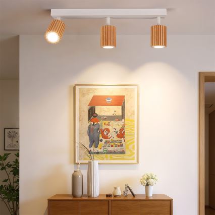 Brilagi - Faretto MODERN WOOD 3xGU10/8W/230V legno/bianco
