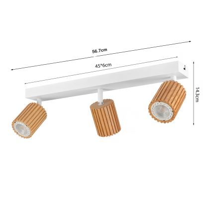 Brilagi - Faretto MODERN WOOD 3xGU10/8W/230V legno/bianco